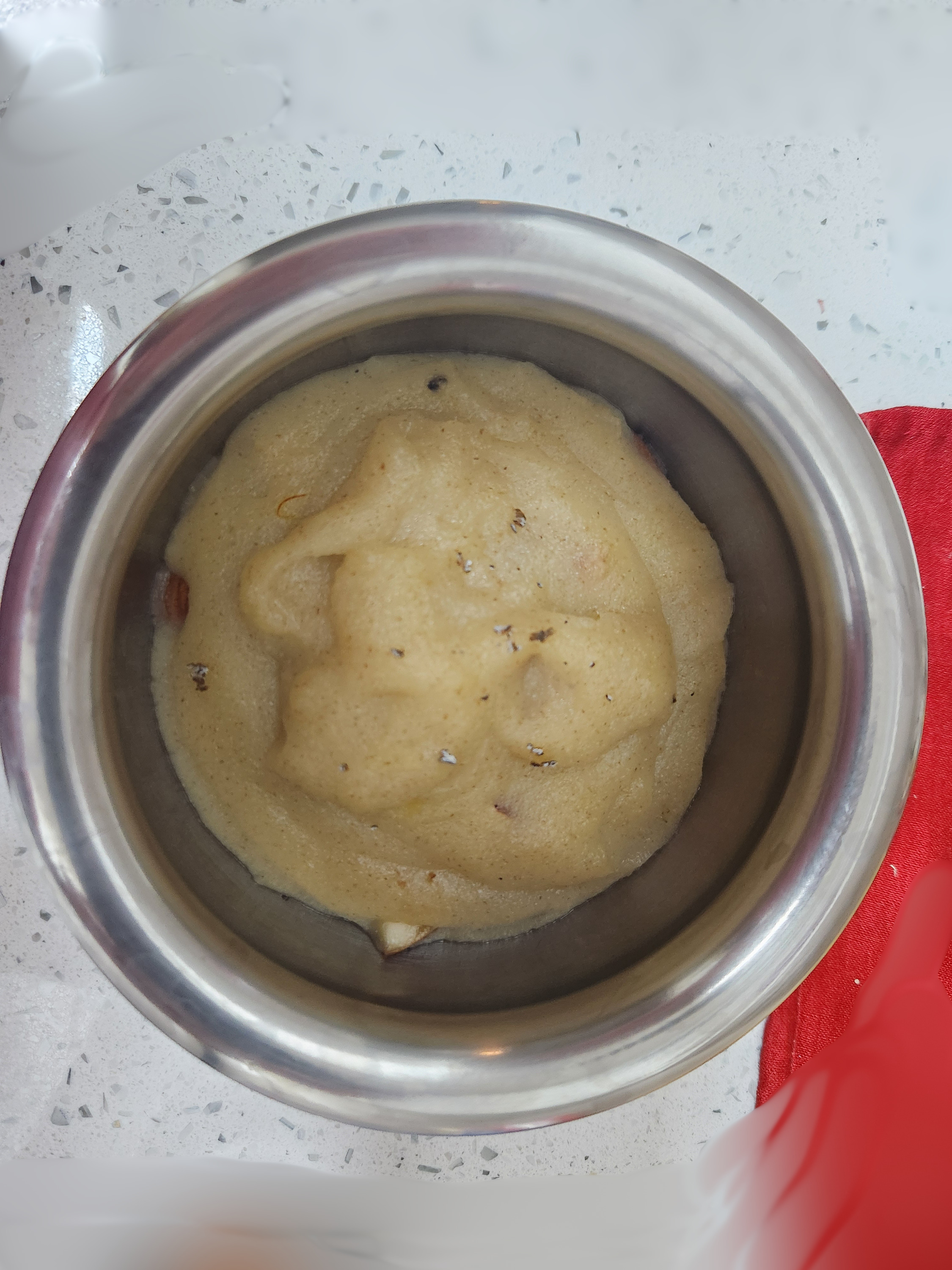 Warm Sooji Halwa with cashews and raisins
